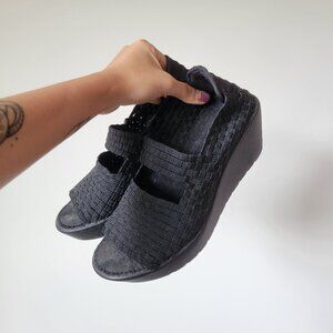 Steve Madden Black Platform Wedge Sandals